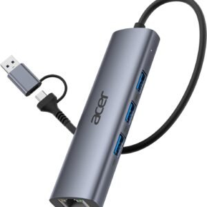 Acer USB to Ethernet Adapter, USB-C Hub Ethernet 1Gbps with 3 USB 3.0