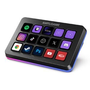 AmpliGame Fifine Stream Controller with 15 Macro Keys, Streaming Keyboard with Trigger Actions in OBS/Twitch/YouTube/Streamlabs, Shortcut Buttons Keypad Works with Mac and PC-D6