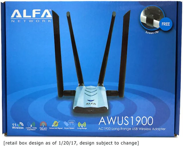 Alfa AWUS1900 802.11ac AC1900 Dual-Band 2.4/5GHz Wi-Fi USB Adapter - Image 6