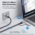 USB-C/USB-A to Ethernet Cable 3ft, Built-in Type-A Adapter, up to 1Gbps Gigabit RJ45 Lan Network Internet Adapter, High-Speed Wired Connection for MacBook Pro, iPad, Windows