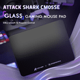 ATTACK SHARK CM05 Glass Gaming Mouse Pad,17.7x15.7 in Tempered Glass Hard Large Mouse Mat with Nano-Textured Surface, Non-Slip PU Leather Base,9H Scratch Resistant for FPS &PC Gaming Black