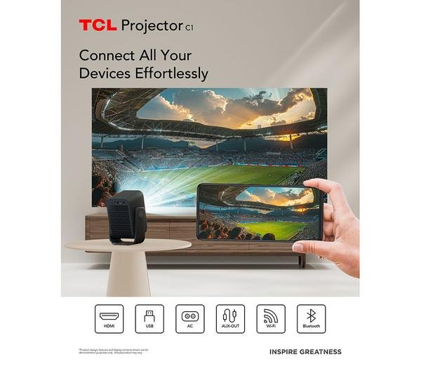 Tcl C1 Smart Projector 4K Support, Compatible with Google TV, WiFi and Bluetooth - Image 7